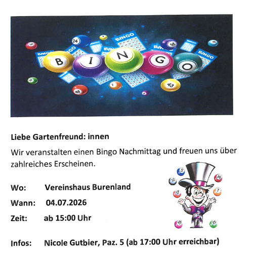 Bingo spielen in der Kolonie Burenland e.V.
